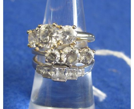 9ct gold and cubic zirconia ring and two 14ct gold cubic zirconia rings.(B.P. 24% incl. VAT)   CONDITION REPORT:  Ring sizes 