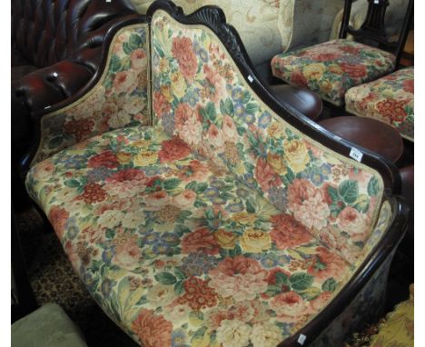 Edwardian show frame two seater sofa or chaise lounge with serpentine seat on cabriole legs.(B.P. 24% incl. VAT)