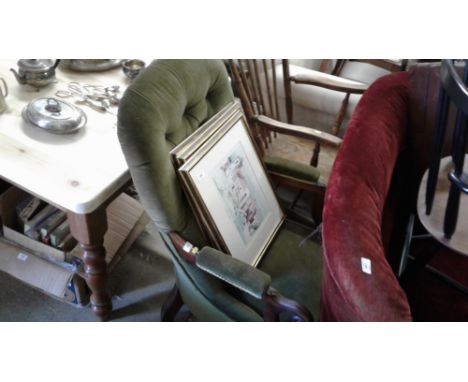 A Victorian rosewood button back armchair 