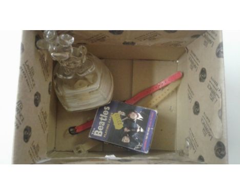A box containing a set of Beatles playing cards; two watches etc. 