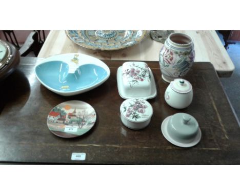 A Beswick Babycham plate; together with a Poole pottery vase and preserve jar; Villeroy & Boch butter dish etc. 