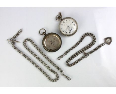 A George V silver cased open faced pocket watch, the white enamel dial with lettering 'Meridian lever WE Watts, Derby' set to