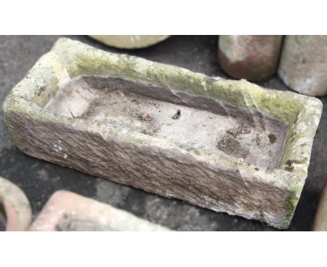 A 19th century rectangular sandstone trough, 23cm H x 97cm W x 38cm D 