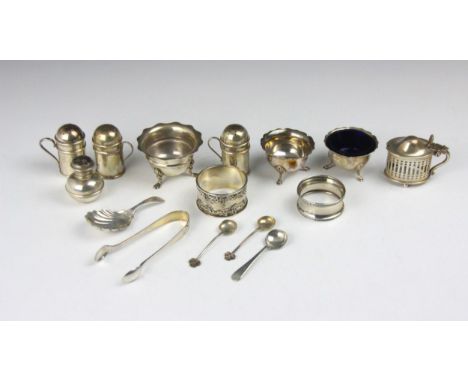 A selection of silver and silver coloured items, including an Edwardian silver caddy spoon, Josiah Williams &amp; Co, London 