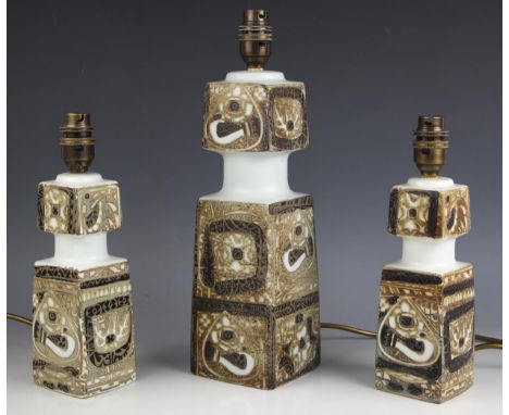 A Danish 'Fajance' range table lamp by for Fog & Morup for Royal Copenhagen, mid 20th century, decorated in the 'Baca' patter