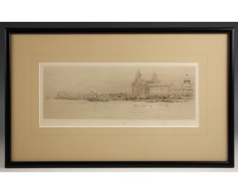 William Walcot RA (British, 1874-1943),'The Mersey',Etching on paper from 'The Arteries of Great Britain' series published 19