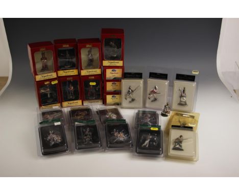 Twenty three A W Britain ‘Napoleonic’ series 54mm and 1/30 scale hand painted model soldiers, the 54mm models comprising mode