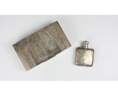 A silver cigarette box, Harman Brothers, Birmingham 1960, with engine turned detail and engraved ‘Edwin Bellis, from the agri