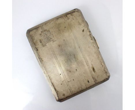 A George VI silver cigarette case, John Rose, Birmingham 1941, of rectangular shape with engine turned decoration to front an