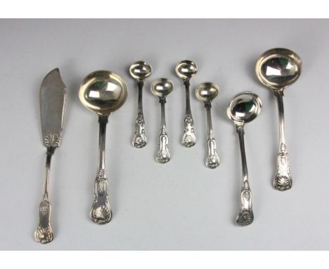 A selection of silver, including a George IV silver Kings pattern ladle, John, Henry and Charles Lias, London 1830, 19cm long