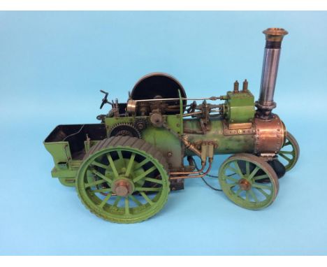 A live 3/4 inch scale model traction engine, 44cm length x 30cm height