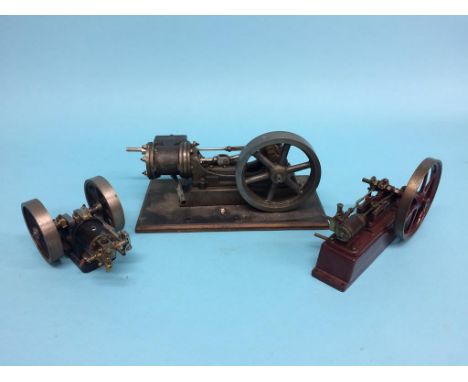 Three single cylinder steam engines; one stamped 'S', one Cyril Stubbs of Winsford engine and a smaller engine (3)