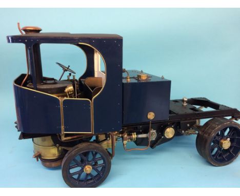 A Clayton 2 inch scale steam Wagon, with blue livery.  80cm x 43cm