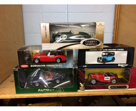 Five boxed Die Cast model cars