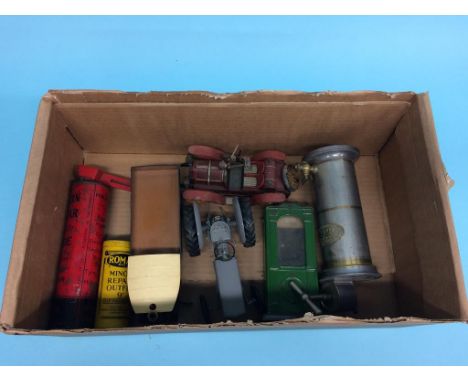 A box containing a 'Veritable Irrigator System Eguisier', a model of an 'East Grinstead' Engineers wagon, a clock work Schuco