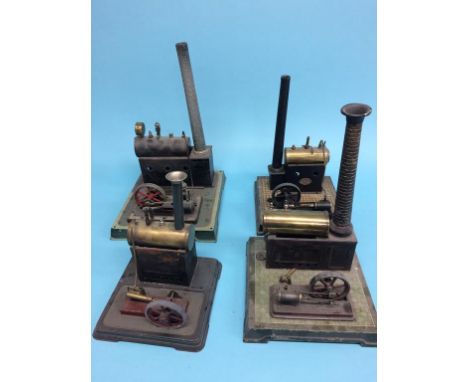 Four spirit fired single cylinder steam engines, two stamped G.B.N., one D.R.G.M. and another similar model engine (4)