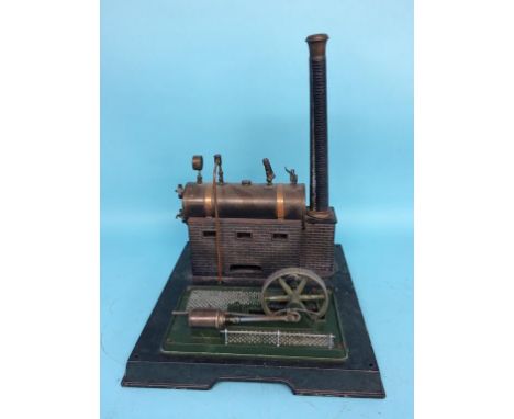 A Marklin of Germany model spirit fed steam engine and horizontal beam engine, circa 1930.  34cm width x  45cm height