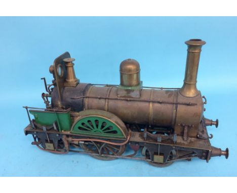A live 3 ½ inch gauge 'Jenny Lind' steam locomotive model, 2-2-2.  40cm length