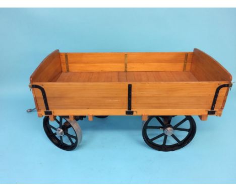 A model wood framework cart, 57cm length, 30cm width