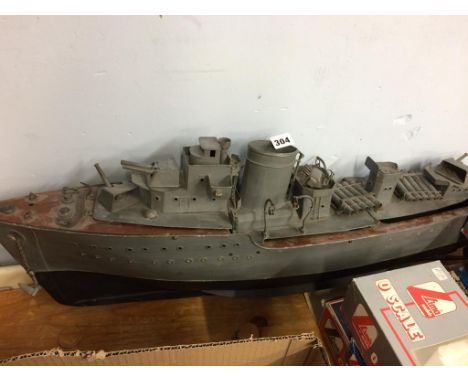 Tin plate model battle ship, 80cm length