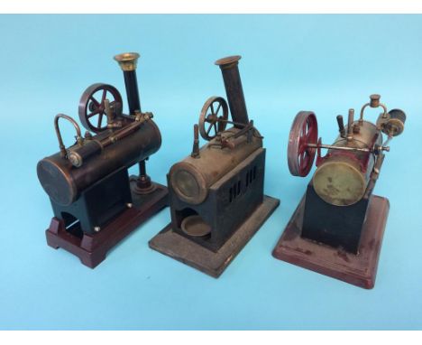 Three various spirit fired model engines, two stamped Germany (3)