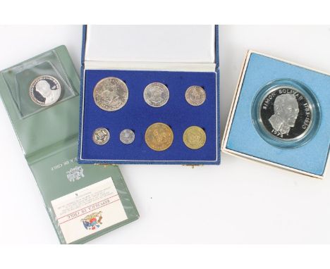 PANAMA silver proof 20 balboas 1972, the obverse with portrait of Simon Bolivar 1783-1830, struck by the Franklin Mint in iss