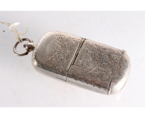 Victorian parcel gilt silver combination sovereign holder snuff box with allover incised scrolling floral decoration, by Jose