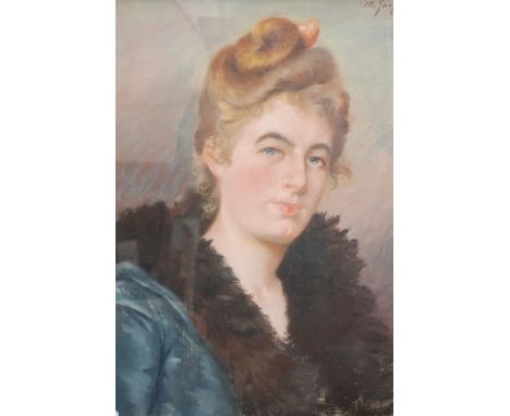 M JAPONING? Bust length portrait of a lady Pastel, signed and dated 1889 upper, 57cm x 47cm.