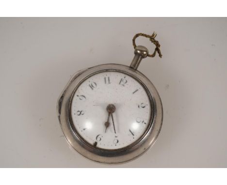 Robert and Peter Higgs of London, an antique silver pair case pocket watch, the white enamel dial with Arabic numeral chapter