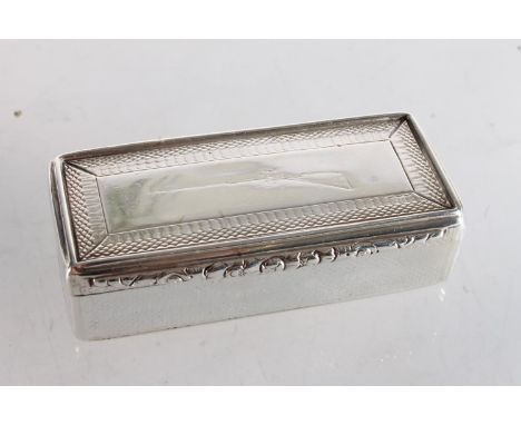 William IV silver snuff box of rectangular form with sporting rifle design, by Francis Clark, Birmingham 1836, 68g