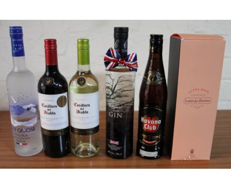 *9 bottles of assorted Wine, Spirits & Champagne. To include LP Rose, Haig Club Whisky, Grey Goose Vodka, Williams Gin & Hava