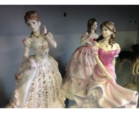 A group of three lady figures including Royal Doulton Red Red Rose and Sophie, together with Royal Worcester The Jewel in the