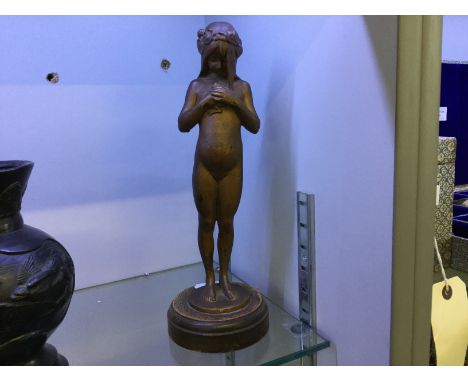 A Eugene Wagner bronze sculpture of young girl.