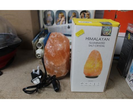 A Himalayan illuminated salt crystal lamp