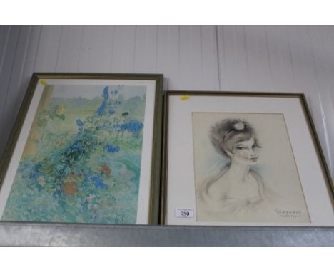 A portrait print and a still life print