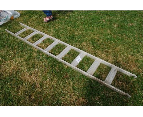 A small aluminium ladder, 8-rung with scaffolding type end fittings.