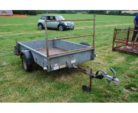 A galvanised single axle Ifor Williams trailer 8' x 4' with ladder rack.