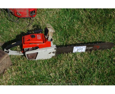 A Stihl 041 AV chainsaw without chain brake, (Good compression and excellent chain).