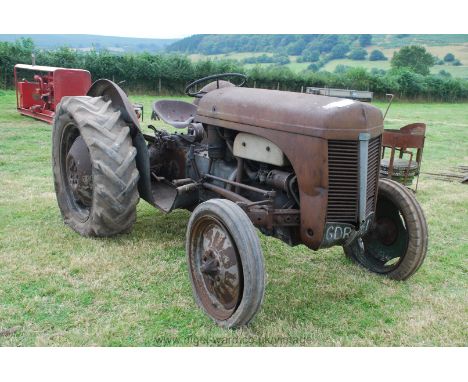 A Ferguson T20 petrol/T.V.O. tractor for restoration. serial no. ED 224444.  (Engine will not turn currently. Gear lever move