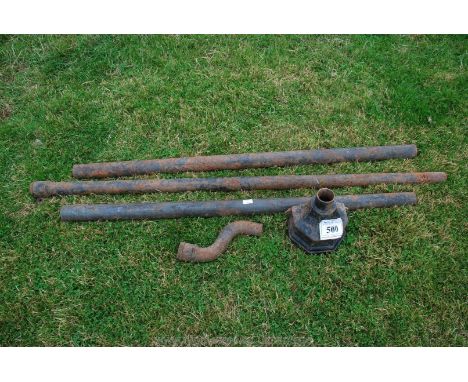 Three lengths of cast down-pipe plus elbow and hopper.