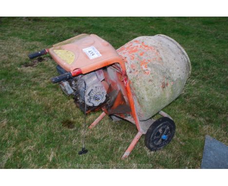 A Belle type petrol driven cement mixer, engine starts very easily. 