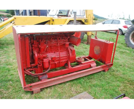 Perkins 6-354 naturally aspirated diesel engine on channel base. 