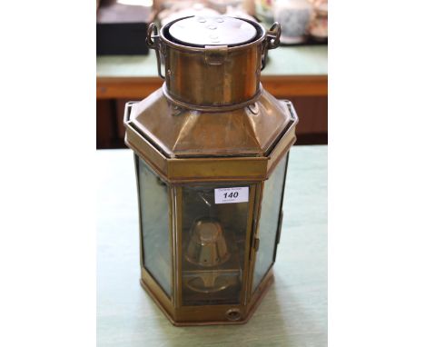 Dated 1941, a large brass oil lamp by Alderson &amp; Glyde Ltd, Birmingham complete with burner, (broken glass to front), 15 