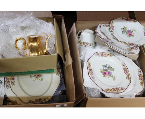 Wood &amp; Sons part dinner and tea service, three serving dishes plus a gilt tea service