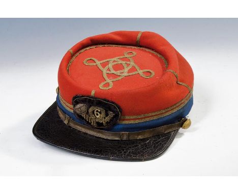 dating: 1861 - 1865 provenance: USA, In red cloth, with light-blue band and two, parallel stripes in gilded thread. A four-le