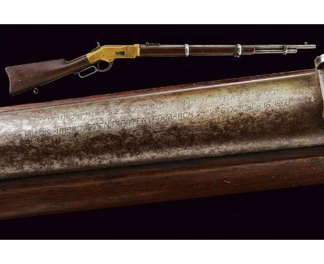 dating: 1870 provenance: USA, Round, rifled, cal. 44 rimfire barrel for 27', with company's address, 'KING'S IMPROVEMENT' and