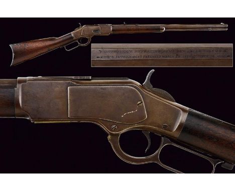 dating: 1875-1890 provenance: USA, Rifled, octagonal barrel, with fore-sight and adjustable rear sight, marked with company's