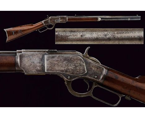 dating: 1888 provenance: USA, Rifled, round barrel for 24', with fore-sight and adjustable rear sight, marked with company's 