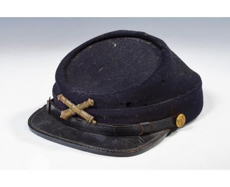 dating: circa 1870 - 1900 provenance: USA, In dark-blue cloth, with chin-strap fixed with two buttons marked 'C. KENYON CO. N