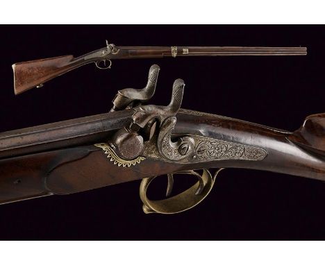 dating: Mid 19th Century provenance: Europe, Smooth-bore, round, 17 mm cal. barrels, with square base, with rib and fore-sigh